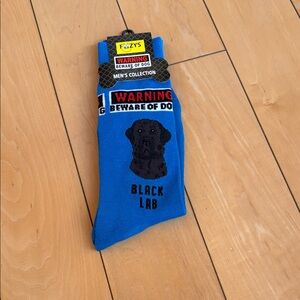 Men's Blue 'Black Lab' Warning Crew Socks by Foozys
